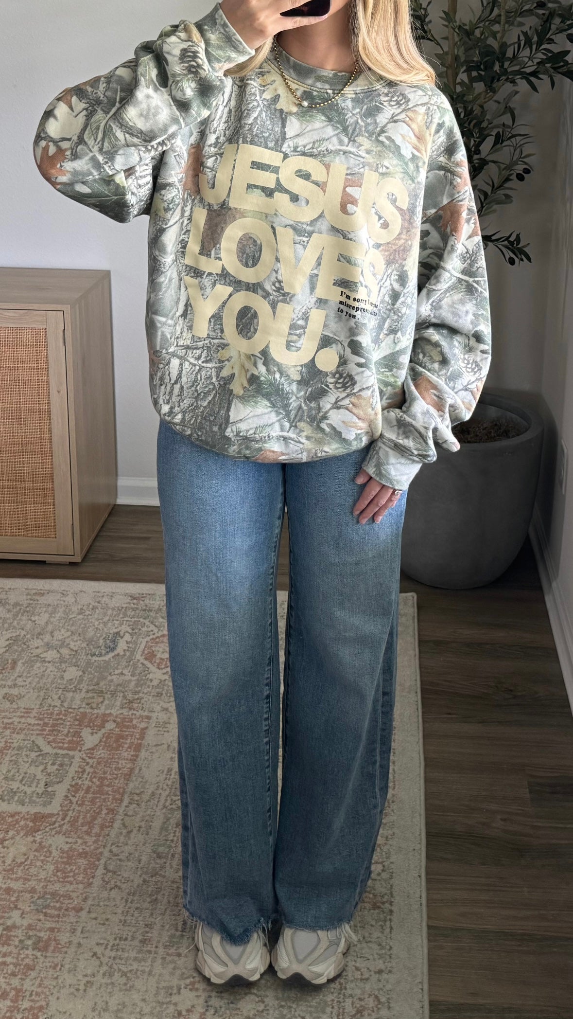 Jesus Loves You Camo Crewneck