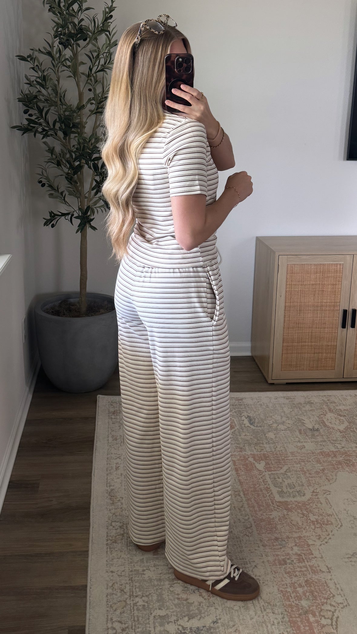 Lila Striped Pants Set / Cream