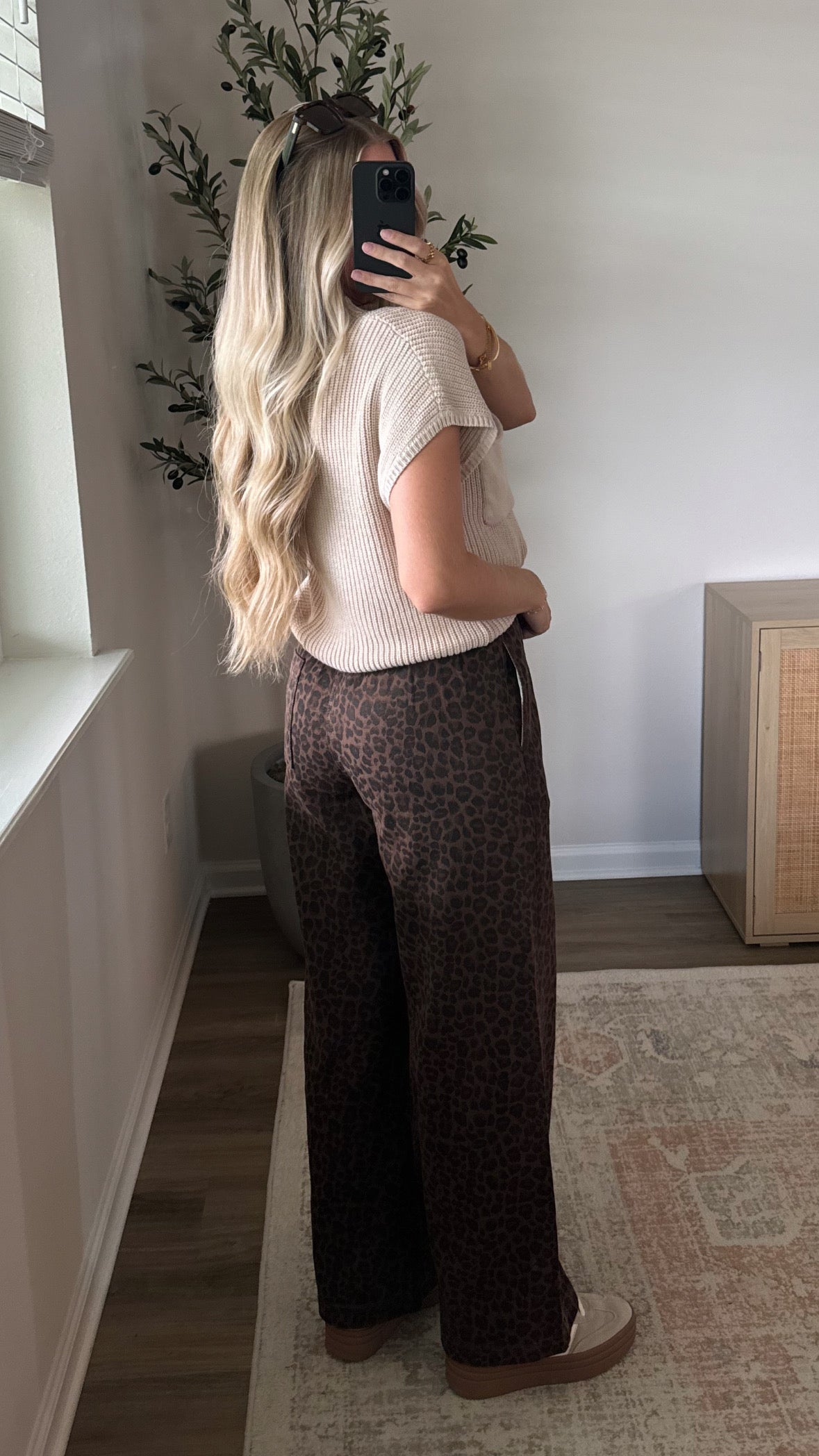 Wide Leg Denim Pants / Leopard