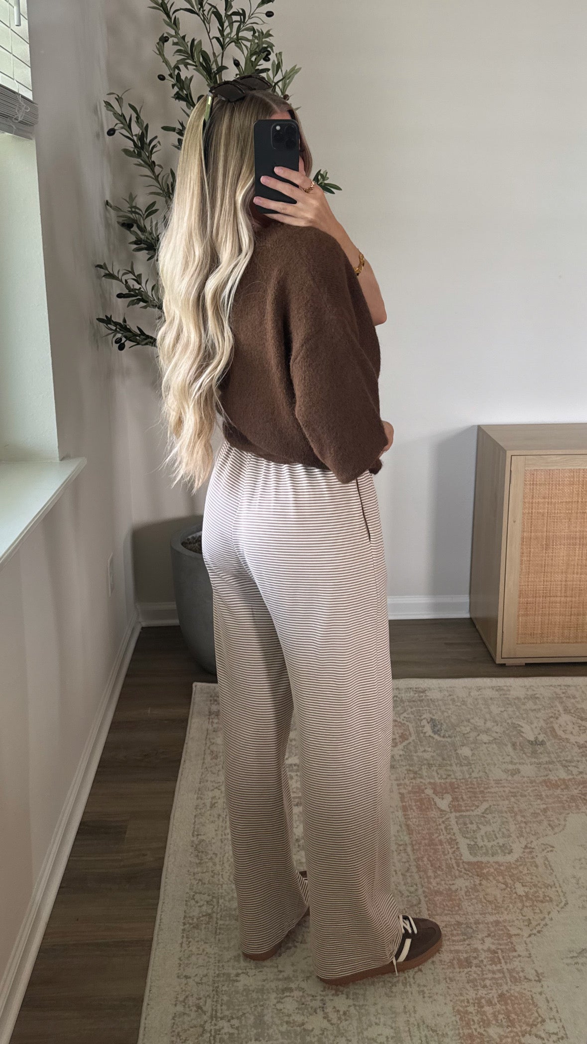 Cotton Striped Pants / Mocha