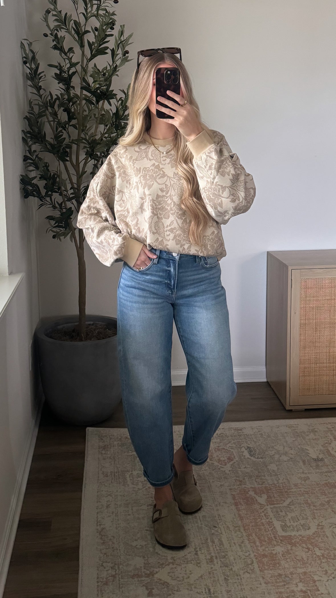 Neutral Floral Pullover