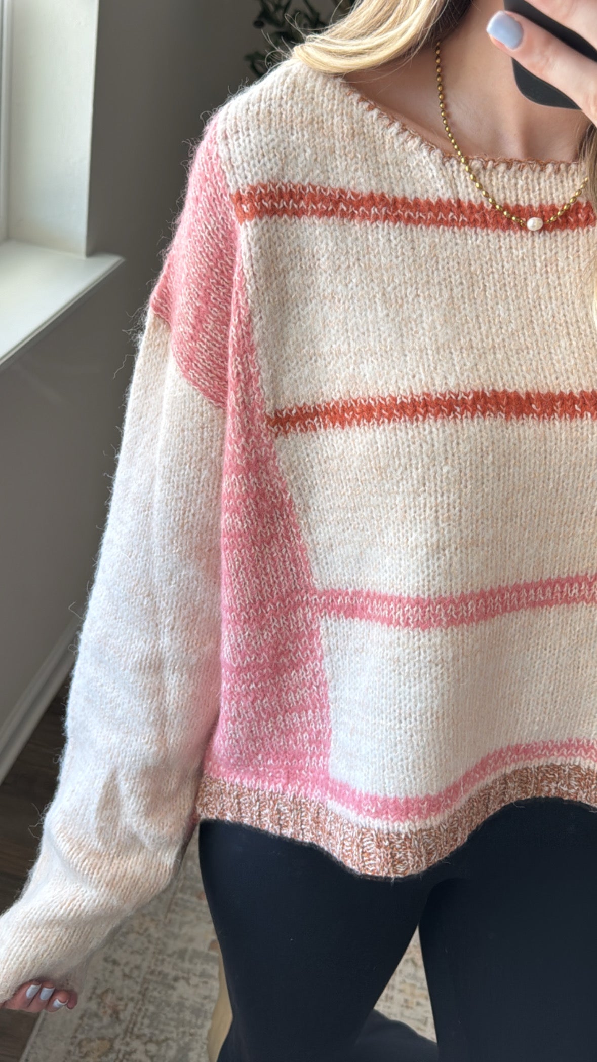Ava Striped Sweater / Pink