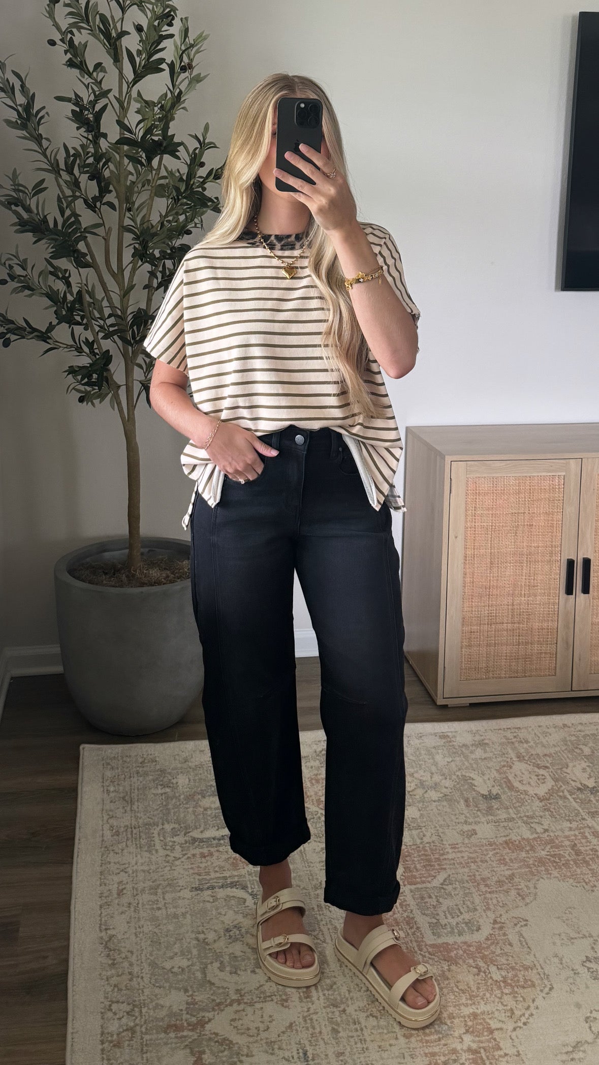 Bri Comfort Barrel Denim / Black