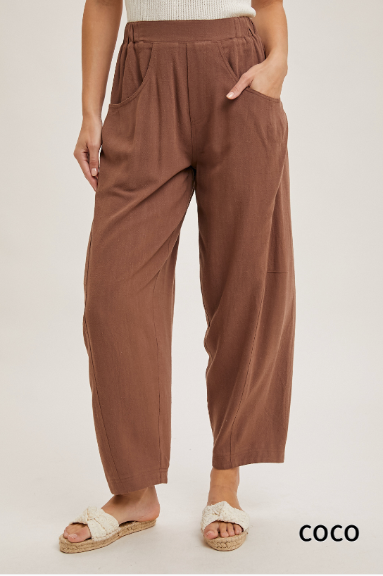 3 Colors / Linen Barrel Pants