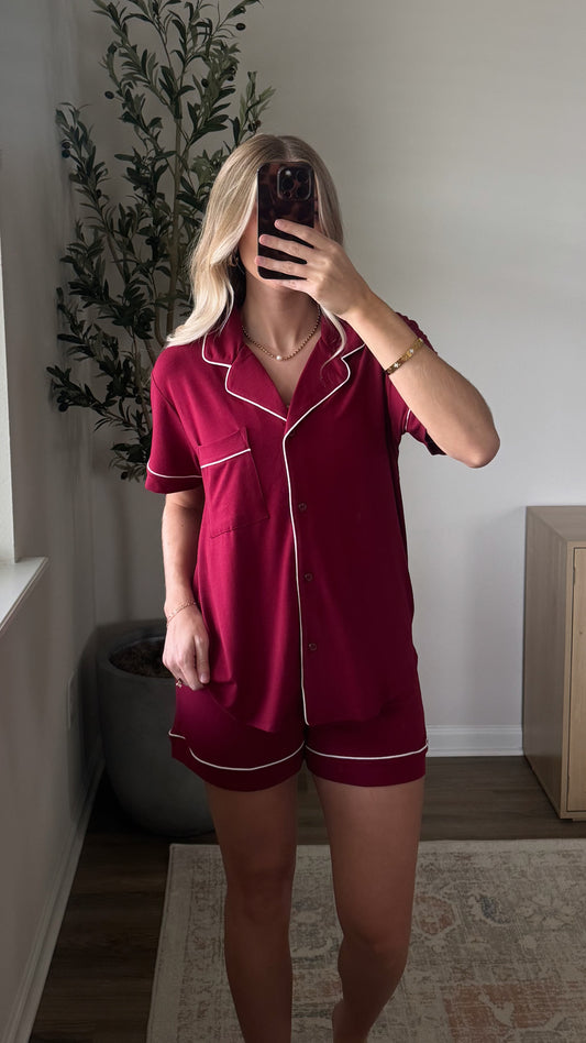 Butter Pajama Shorts Set / Burgundy