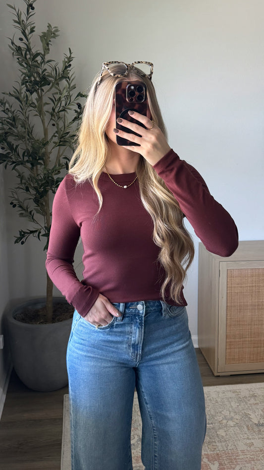 Butter High Neck Long Sleeve / Wine