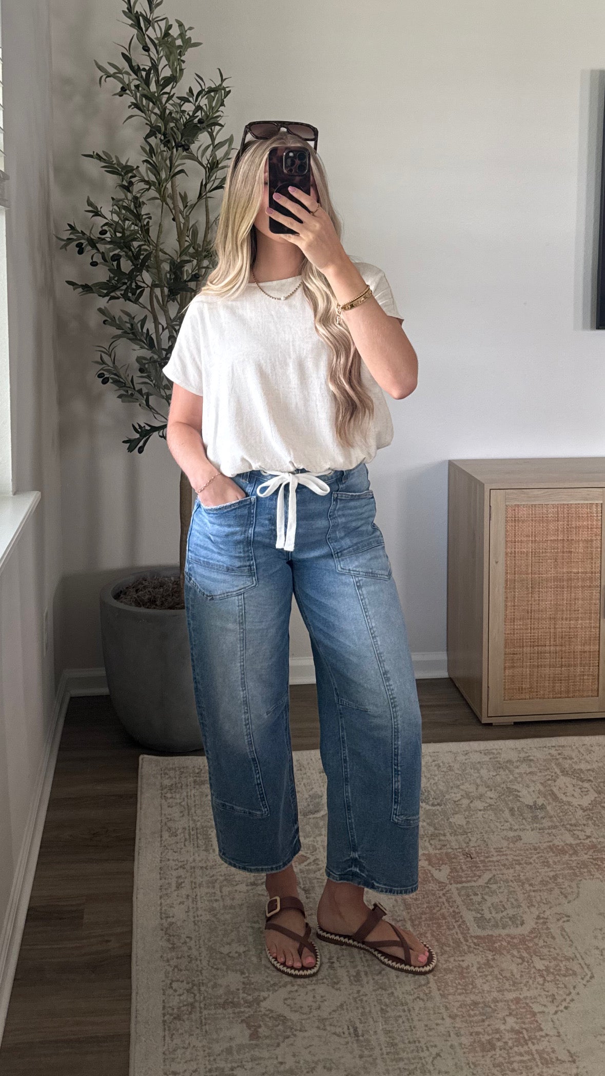 Linen Blend Bubble Hem Top