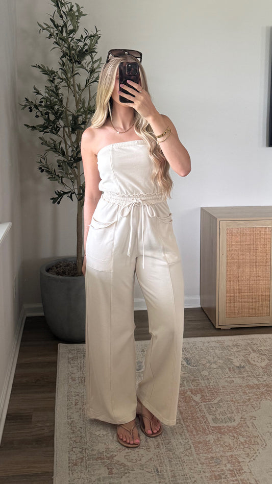 Strapless Jumpsuit / Oatmeal
