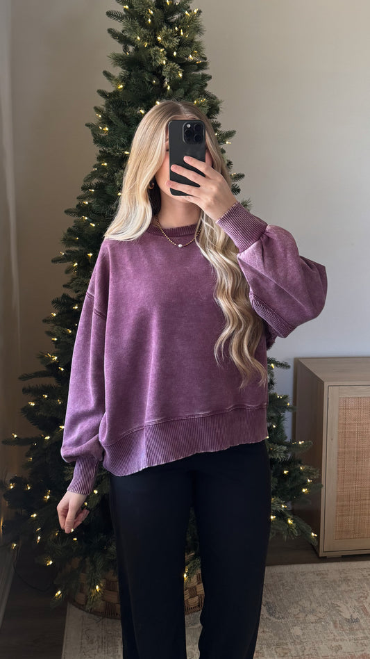 Autumn Fleece Pullover / Eggplant