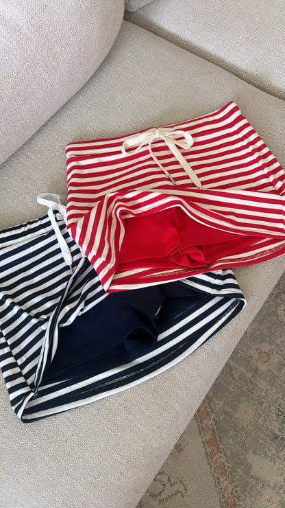 Striped Skort Set / Red