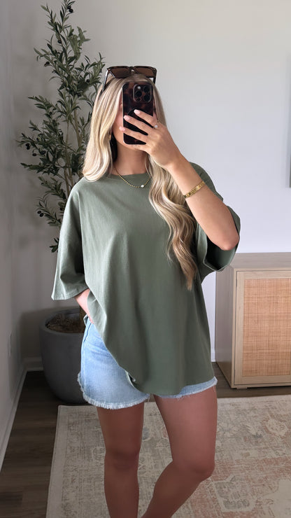 Oversized Cotton Tee / Olive