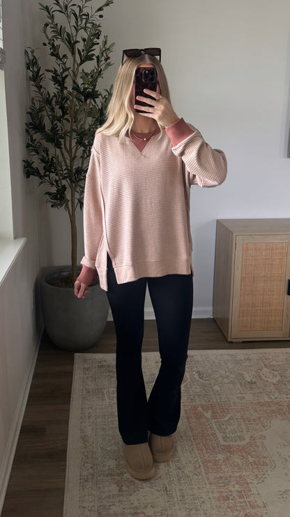 Brushed Thermal Pullover / Dusty Rose