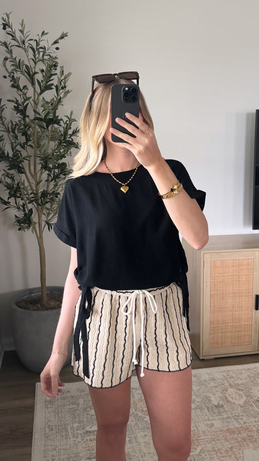 Melody Side Tie Top / Black