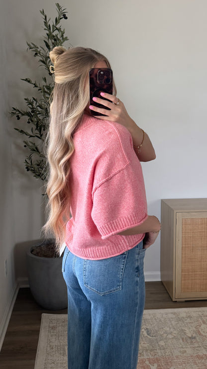 Daisy Short Sleeve Sweater / Pink