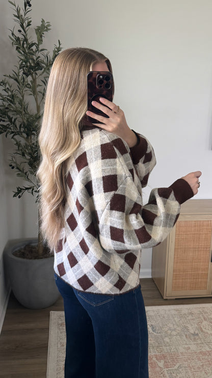 Chestnut Plaid Cardigan