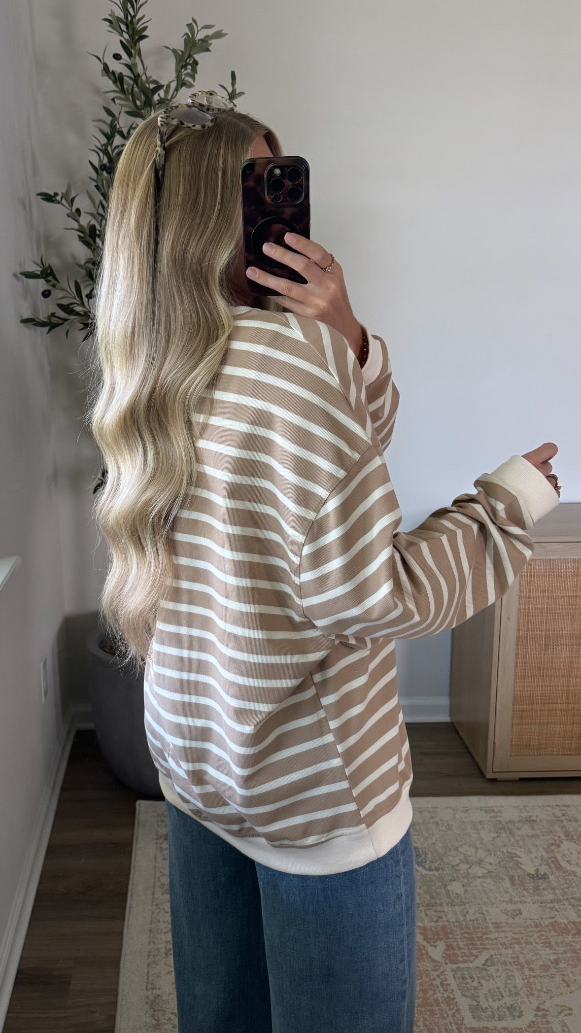 Willow Striped Long Sleeve / Tan + Cream