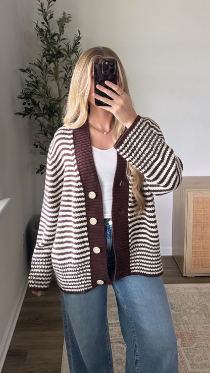 Blake Striped Cardigan / Brown