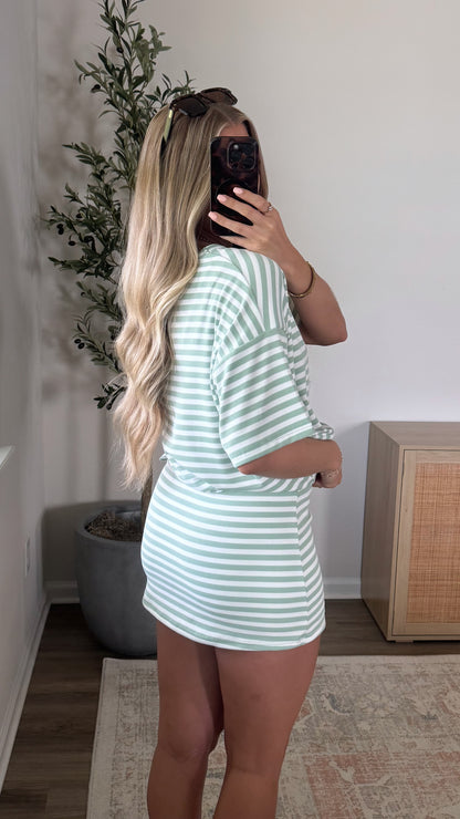 Striped Skort Set / Sage Green