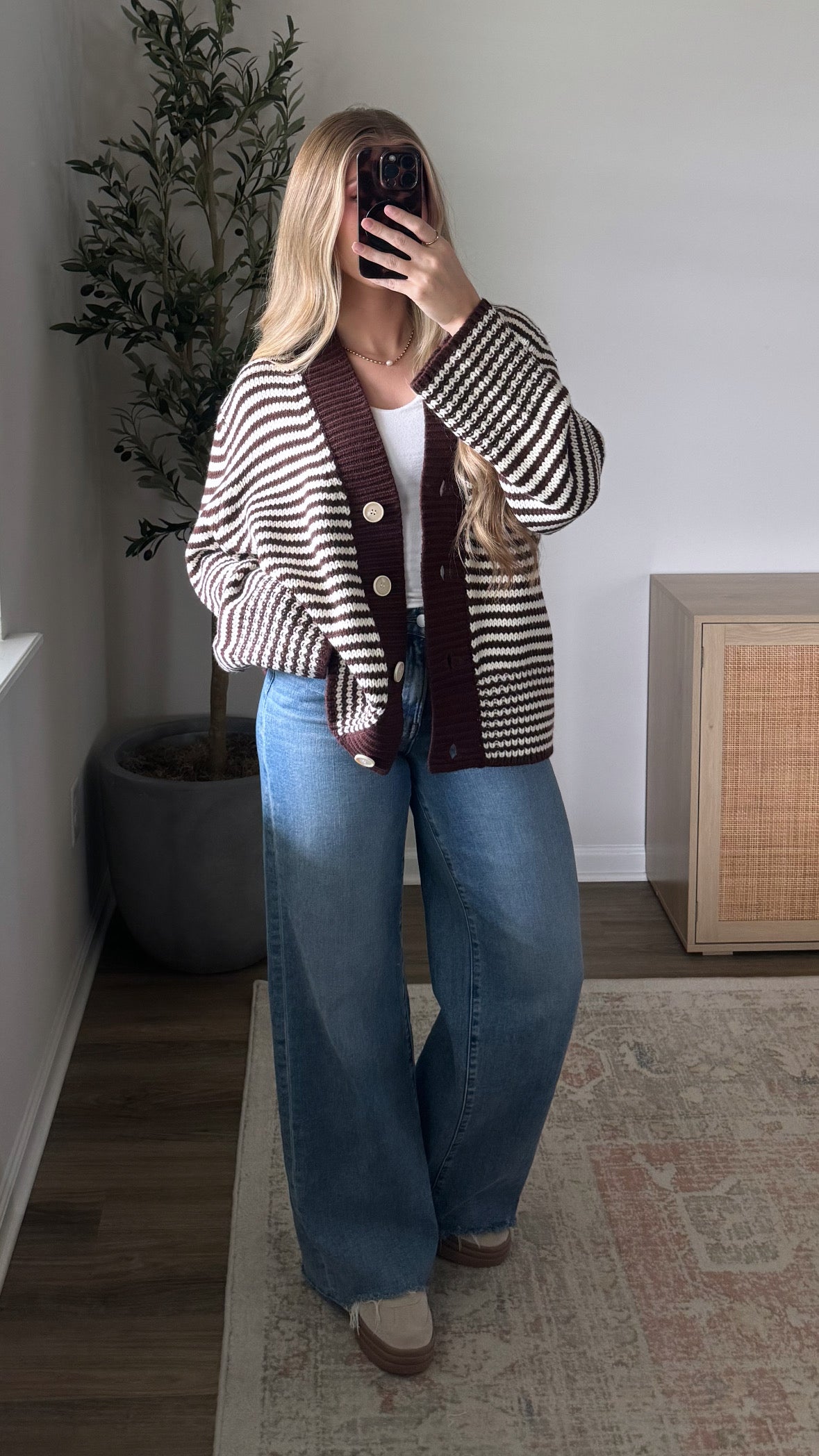 Blake Striped Cardigan / Brown