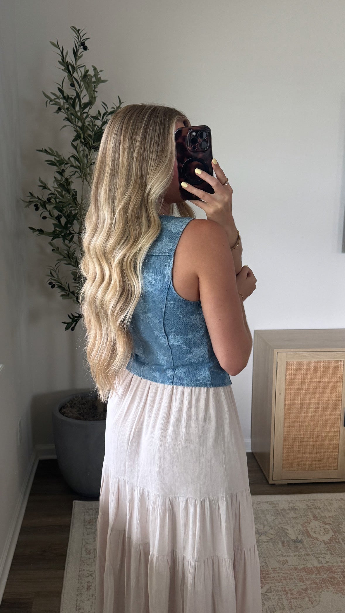 Floral Denim Vest