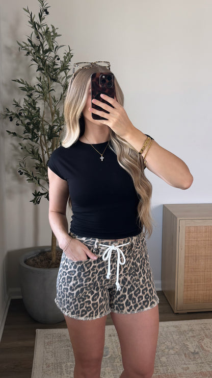 Leopard Drawstring Shorts