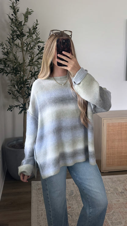 Ombre Oversized Sweater / Grey + Blue