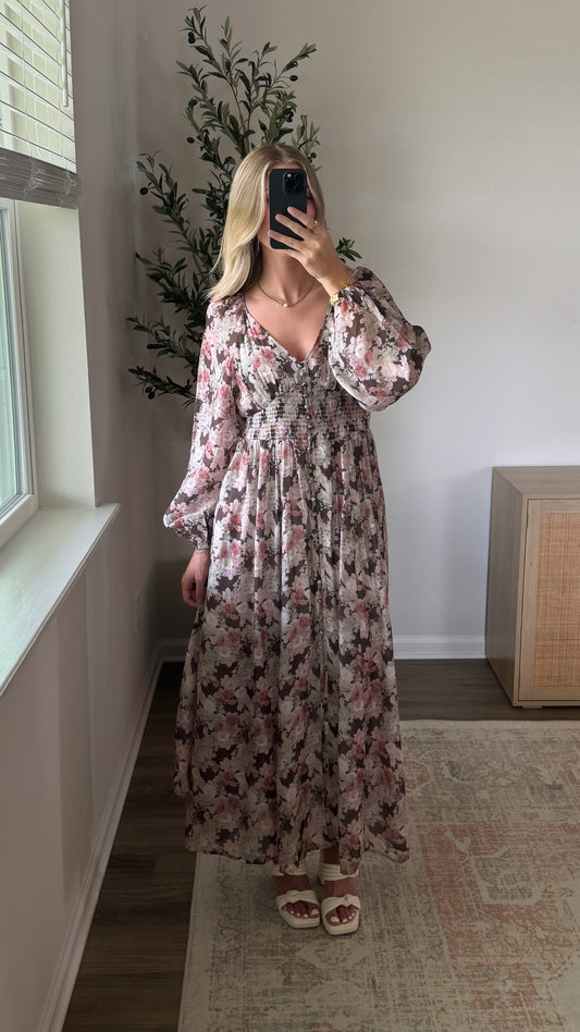 Autumn Floral Maxi Dress