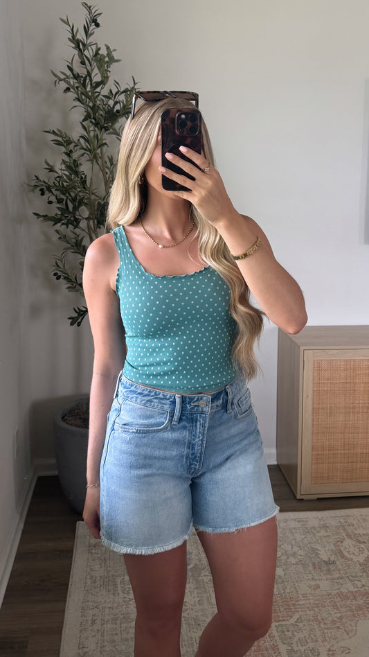 Seamless Polka Dot Tank / Teal Green