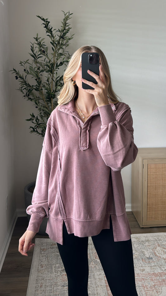 Cameron Henley Sweatshirt / Mauve