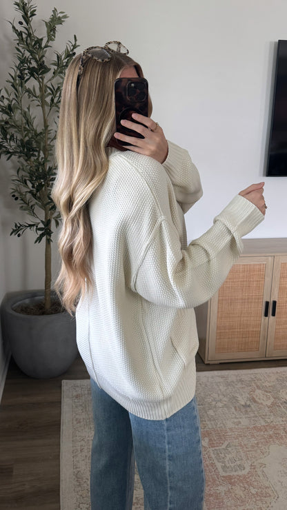 Skylar Waffle Cardigan / Cream