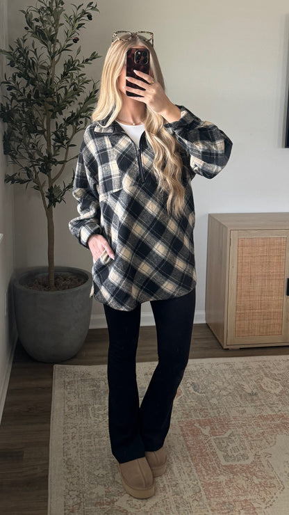 Festival Plaid Pullover / Black + Tan