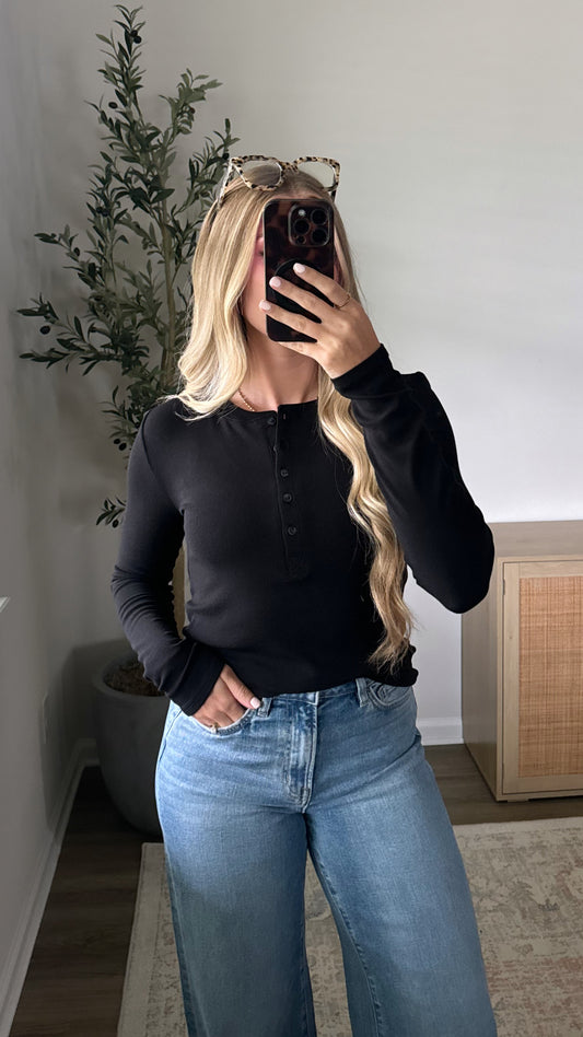 Modal Henley Top / Black