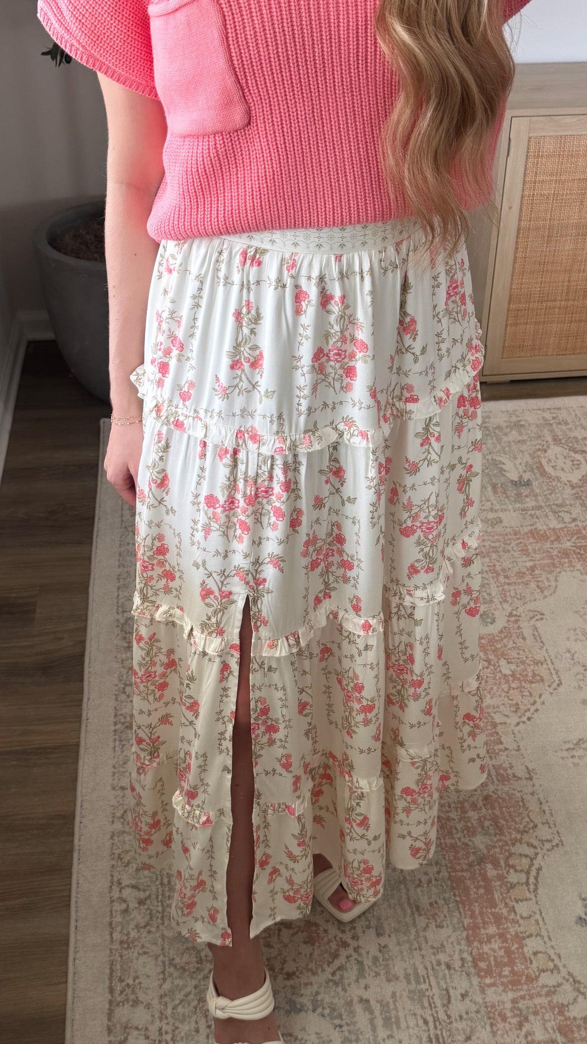 Floral Maxi Skirt / Pink