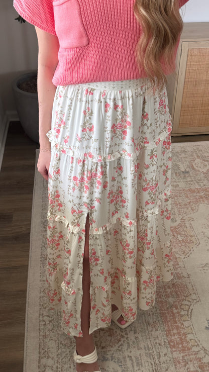 Floral Maxi Skirt / Pink