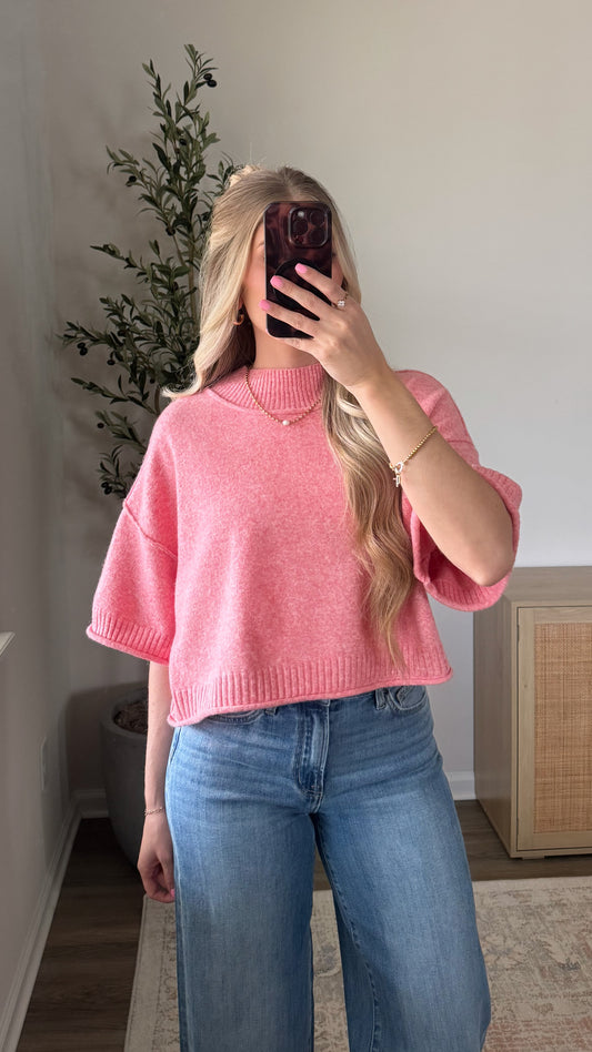 Daisy Short Sleeve Sweater / Pink