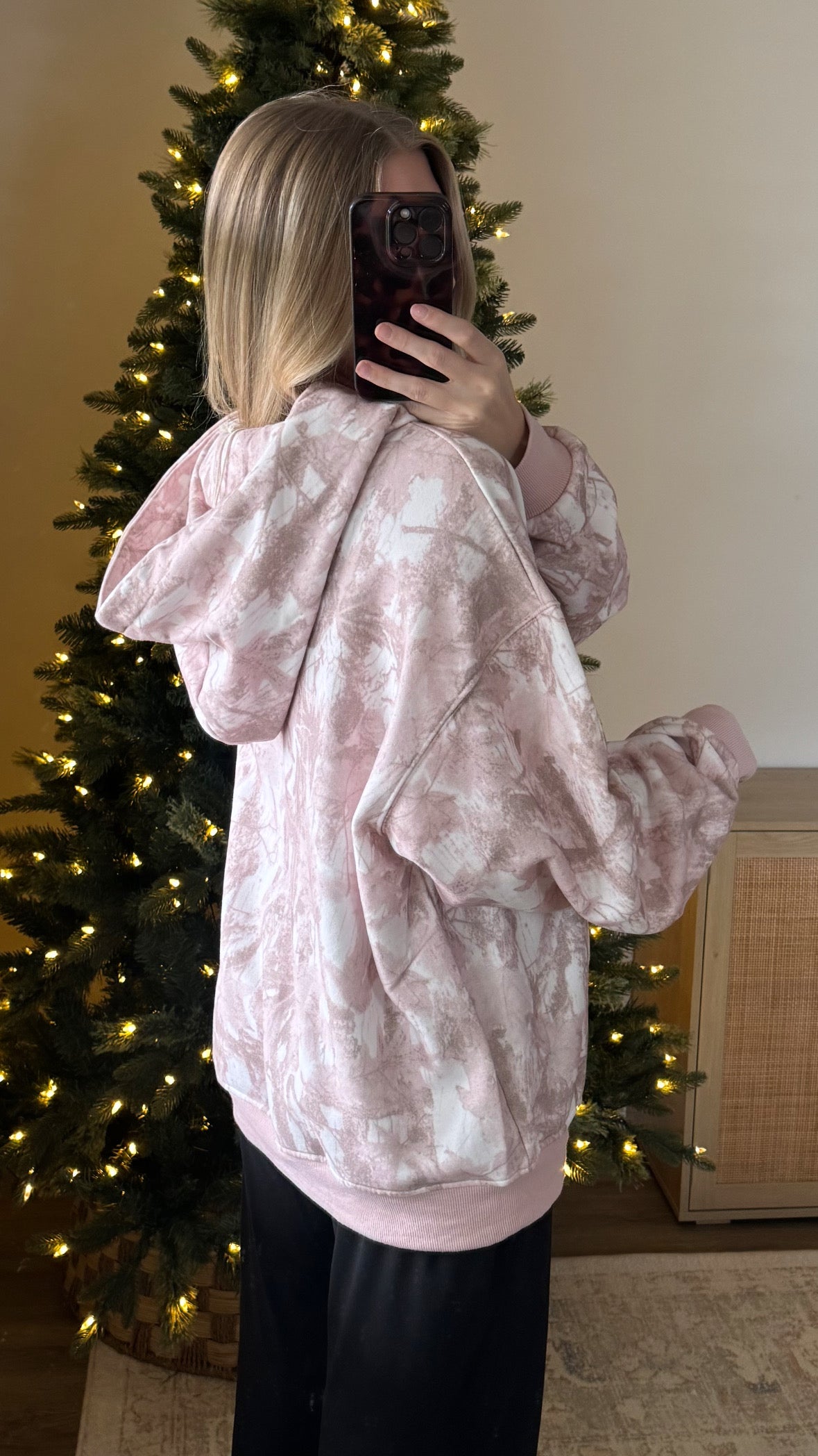 Pink Camo Hoodie / Fleece Lined