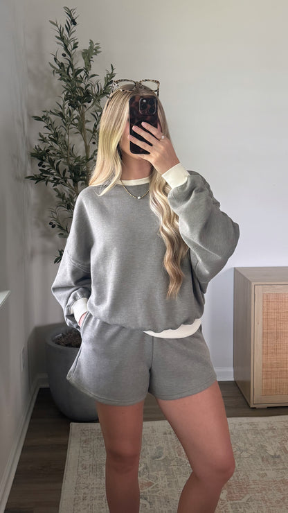 Ellie Contrast Shorts Set / Stone