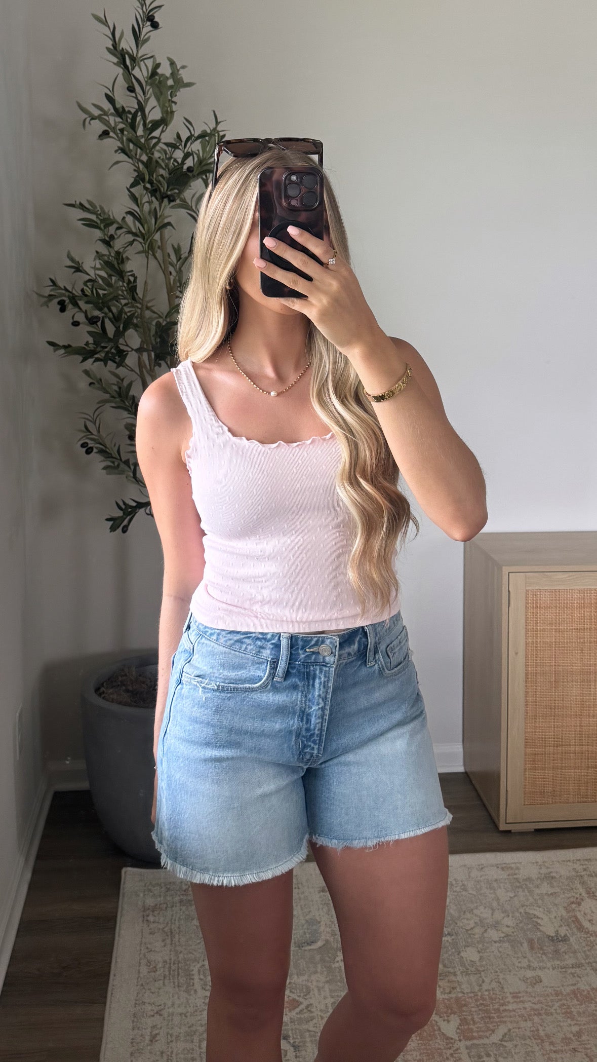 Seamless Polka Dot Tank / Light Pink