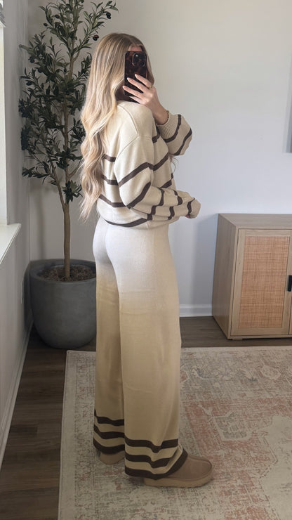 Knit Pants Set / Brown Stripes