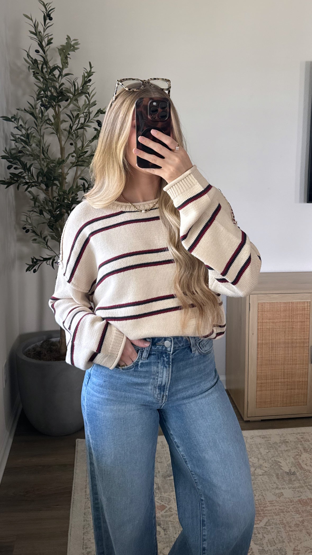 Aria 2.0 Striped Sweater / Cream + Navy
