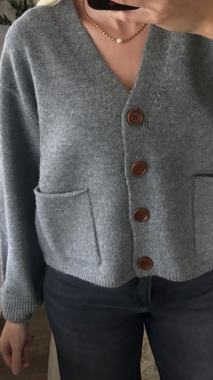 Charlie Cropped Cardigan / Grey