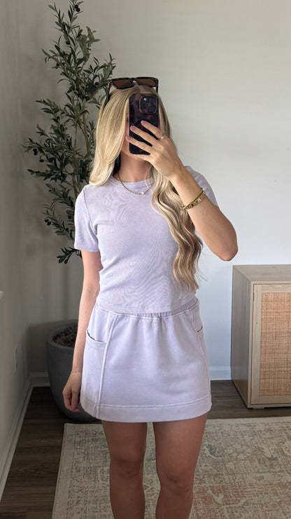 Mineral Washed Skort Set / Lilac