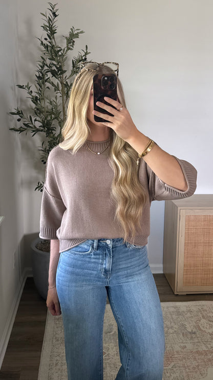 PREORDER (Estimated to ship 8/3) - Autumn Short Sleeve Knit / Mocha