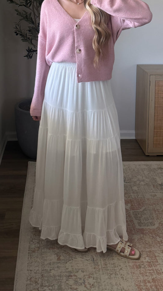 Tiered Maxi Skirt / White