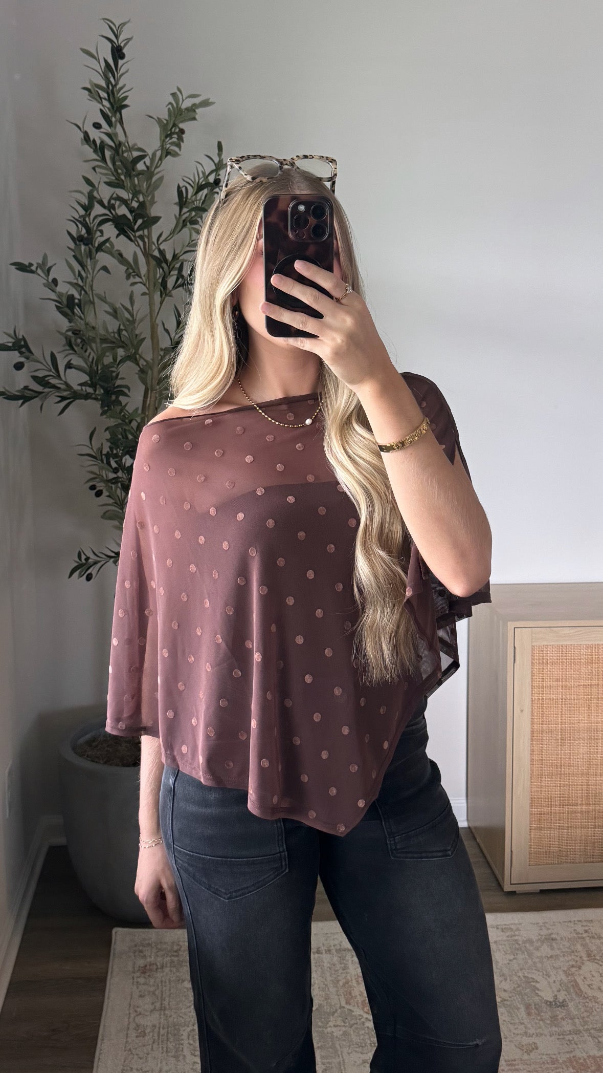 Polka Dot Poncho / Brown