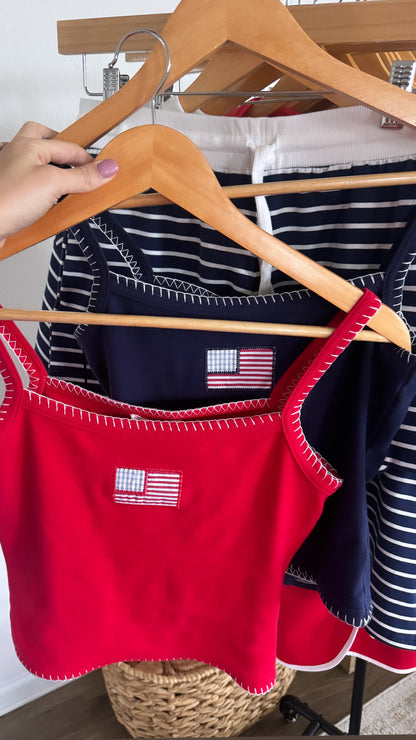 Stitched Flag Tank / Red