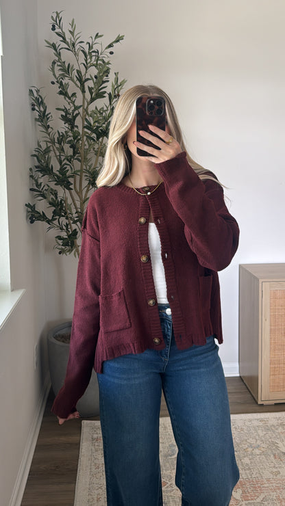 Sophia Cardigan / Wine Red