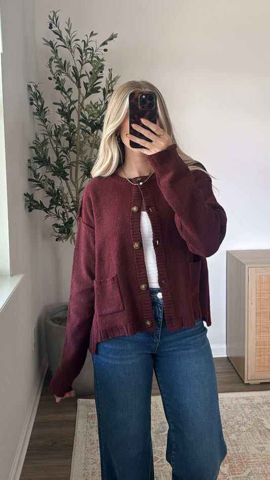 Sophia Cardigan / Wine Red