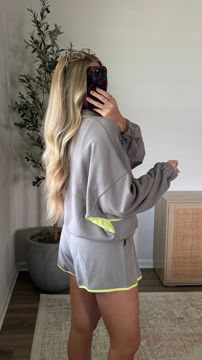 Henley Active Set / Grey + Lime