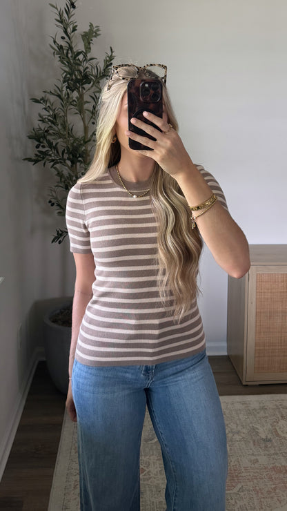 Harper Striped Knit Top / Mocha